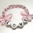 Pink Butterflies Child Name Bracelet