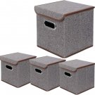 Storage Bin [Set Of 4] Collapsible Organizer Boxes Cubes, Linen