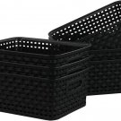 Set Of Six Black Plastic Weave Storage Baskets And Pantry