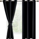 Black Blackout Curtains For Bedroom Sewn With Tiebacks - Thermal Insulated