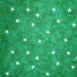 FQ Santee Blender White Stars on Green Marbled Cotton Quilt Fabric Fat Quarter