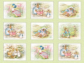 Beatrix Potter Garden Tales Green Scenic Blocks Quilting Treasures ...