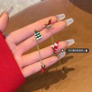 Fashion Climbing Santa Claus Tassel Earrings Christmas tree Snowflake Asymmetric Drop New Year  Xmas