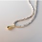 925 Silver Geometric Necklace: Gold Water Drop Pendant for Women