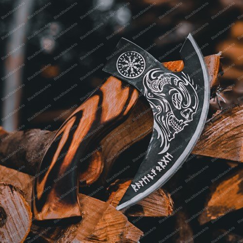 HandMade Pizza Axe, Pizza Slicer Hand forged Viking Pizza Cutter, Viking Bearded
