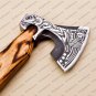 Personalized Custom Handmade Carbon Steel Viking Axe, Ash Wood Handle with Leather Sheath