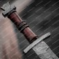 Personalized Handmade Damascus Steel Viking Sword with Pommel Handle Hunting Sword and Sheath