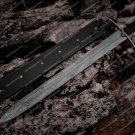 Personalized Damascus Steel Sword Custom Handmade with Leather Sheath, Gift for Him Christmas
