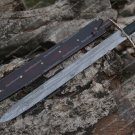 Personalized Damascus Steel Sword Custom Handmade with Leather Sheath, Gift for Him Christmas