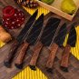 Carbon Steel Chef Knife Set With Rolling Leather Rosewood