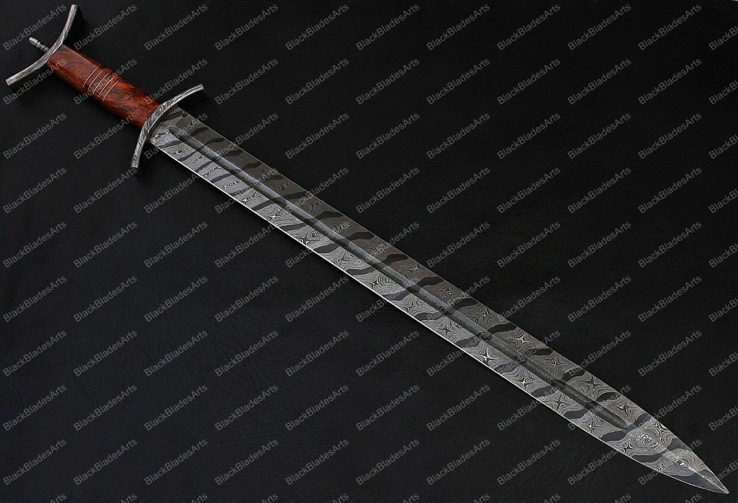 Custom Handmade Forged Damascus Steel Hunting Viking Real Long Sword with Sheath