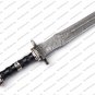 Custom Handmade Damascus Steel Sword With Stained Wood Handle + Leather Sheath