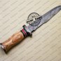 Damascus Dagger Knife Fixed Blade Handmade Damascus Steel Hunting Knife + Olive Wood Handle Sheath