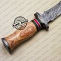 Damascus Dagger Knife Fixed Blade Handmade Damascus Steel Hunting Knife + Olive Wood Handle Sheath