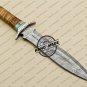 Damascus Dagger Knife Fixed Blade Handmade Damascus Steel Hunting Knife With Leather Sheaths