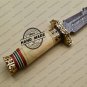 Damascus Dagger Knife Custom Handmade Damascus Steel Knife With Rose Horn Handle Leather Sheaths