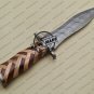 Damascus Dagger Knife Custom Handmade Damascus Steel Hunting Knife + Rose & Cow Wood Handle Sheaths