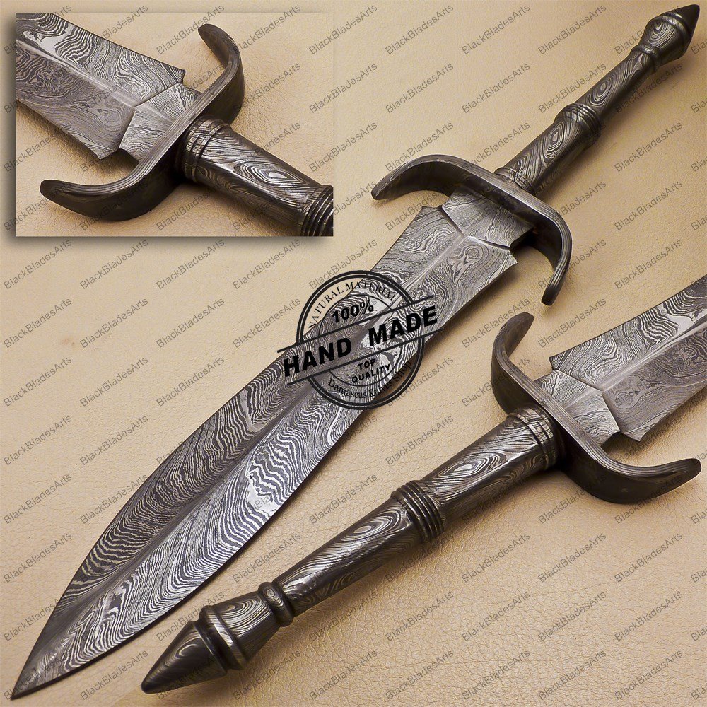 Full Damascus Dagger Knife Custom Handmade Damascus Steel Hunting Damascus Dagger Knife With Sheaths