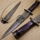 Fixed Blade Damascus Dagger Knife Custom Handmade Damascus Steel Knife With Colored Bone Handle
