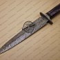 Fixed Blade Damascus Dagger Knife Custom Handmade Damascus Steel Knife With Colored Bone Handle