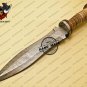 Damascus Dagger Knife Custom Handmade Damascus Steel Hunting Knife with Mictra & Rose Wood Handle