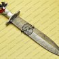 Damascus Dagger Knife Custom Handmade Damascus Steel Hunting Knife with Rose Wood Handle Sheaths