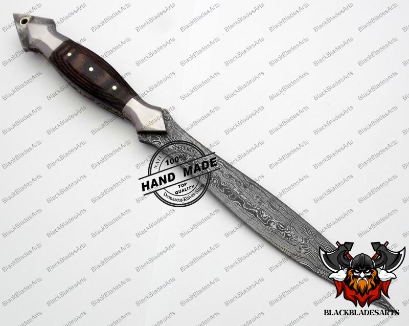 Damascus Dagger Knife Custom Handmade Damascus Steel Double Edge Knife with Mictra Handle Sheaths