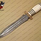 Amazing Damascus Dagger Knife Custom Handmade Damascus Steel Hunting Knife With Camel Bone Handle