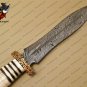 Amazing Damascus Dagger Knife Custom Handmade Damascus Steel Hunting Knife With Camel Bone Handle