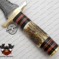 Damascus Dagger Knife Custom Handmade Damascus Steel Professional Hunting Knife + Stag Handle Sheath
