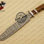 Damascus Machete Knife Custom Handmade Damascus Steel Fixed Blade Hunting Knife + Rose Wood Handle