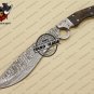 Damascus Finger Bowie Knife Custom Handmade Damascus Steel Hunting Knife With Ram Horn Handle Sheath