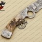 Damascus Finger Bowie Knife Custom Handmade Damascus Steel Hunting Knife With Ram Horn Handle Sheath