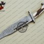 Damascus Rambo Bowie Knife Custom Handmade Damascus Steel Fixed Blade Knife With Stag Handle Sheath