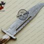 Damascus Rambo Bowie Knife Custom Handmade Damascus Steel Fixed Blade Knife With Stag Handle Sheath