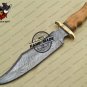 Damascus Bowie Knife Fixed Blade Custom Handmade Damascus Steel Knife With Cow Wood Handle Sheath