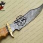 Damascus Bowie Knife Fixed Blade Custom Handmade Damascus Steel Knife With Cow Wood Handle Sheath