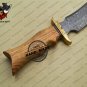 Damascus Bowie Knife Fixed Blade Custom Handmade Damascus Steel Knife With Cow Wood Handle Sheath