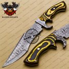 Damascus Bowie Knife Custom Handmade Damascus Steel Knife With Corain+Pakka Wood Handle Sheaths