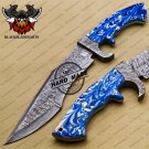 Damascus Bowie Knife Custom Handmade Damascus Steel Knife With Corain+Pakka Wood Handle Sheaths