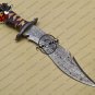 Damascus Bowie Knife Custom Handmade Damascus Steel Hunting Knife With Rose+Olive Wood Handle Sheath