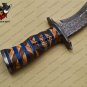 Damascus Bowie Knife Custom Handmade Damascus Steel Hunting Knife With Rose+Olive Wood Handle Sheath