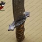 Damascus Bowie Knife Custom Handmade Damascus Steel Hunting Knife With Rose+Olive Wood Handle Sheath