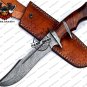 Damascus Camping Knife Fixed Blade Handmade Damascus Steel Knife With Rose Wood Handle Sheath