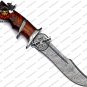 Damascus Camping Knife Fixed Blade Handmade Damascus Steel Knife With Rose Wood Handle Sheath