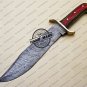 Professional Damascus Bowie Knife Custom Handmade Damascus Steel Hunting Knife + Pakka Wood Handle
