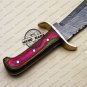 Professional Damascus Bowie Knife Custom Handmade Damascus Steel Hunting Knife + Pakka Wood Handle