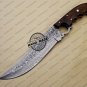 Finger Damascus Bowie Knife Custom Handmade Damascus Steel Hunting Damascus Bowie Knife With Rose