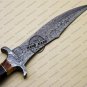 New Damascus Bowie Knife Custom Handmade Damascus Steel Hunting Knife With Ram Horn Wood Handle