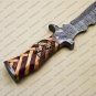 Damascus Bowie Knife Custom Handmade Damascus Steel Hunting Damascus Bowie Knife With Rose and olive